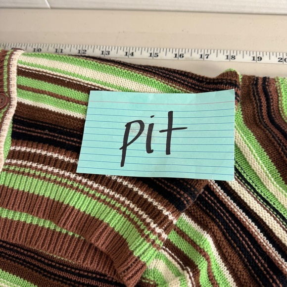 Aritzia Wilfred Canterbury Puff Sleeve Striped V-Neck Cropped Cardigan Size 2XS - Picture 7 of 11